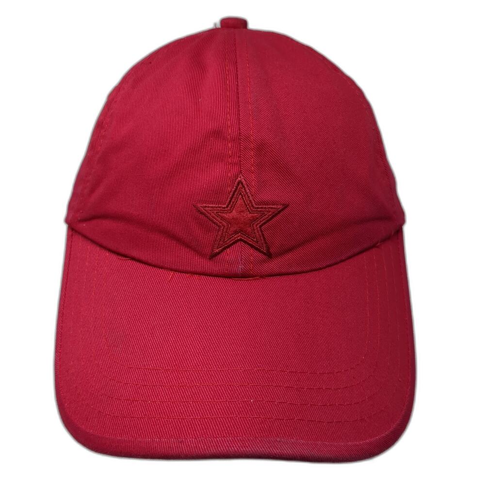Star Logo Strapback Baseball Cap Red One Size Adjustable Embroidered Faded Glory